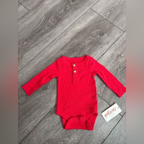 Cat and Jack Red Long Sleeve Baby Onesie - Picture 1 of 3